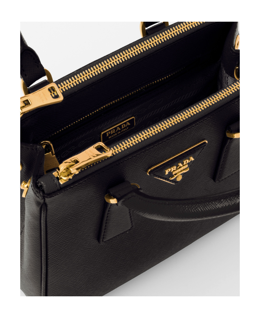 Prada Mini Leather Galleria Top-handle Bag In Black
