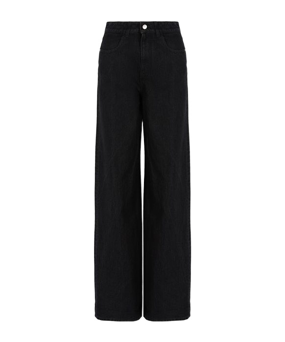 Shop Emporio Armani Wide-leg Jeans In Black
