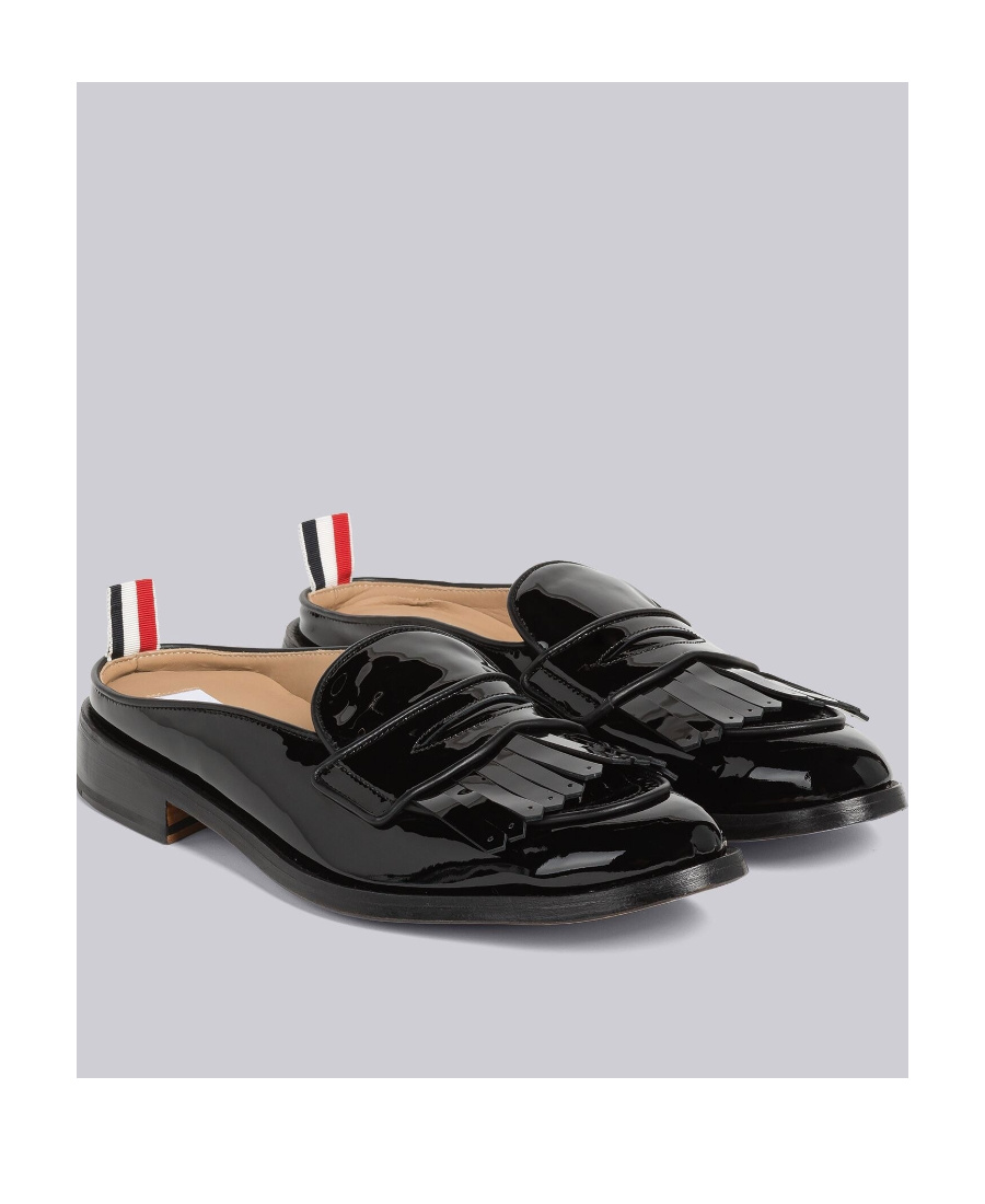 Thom Browne Patent Mule Loafers In Black