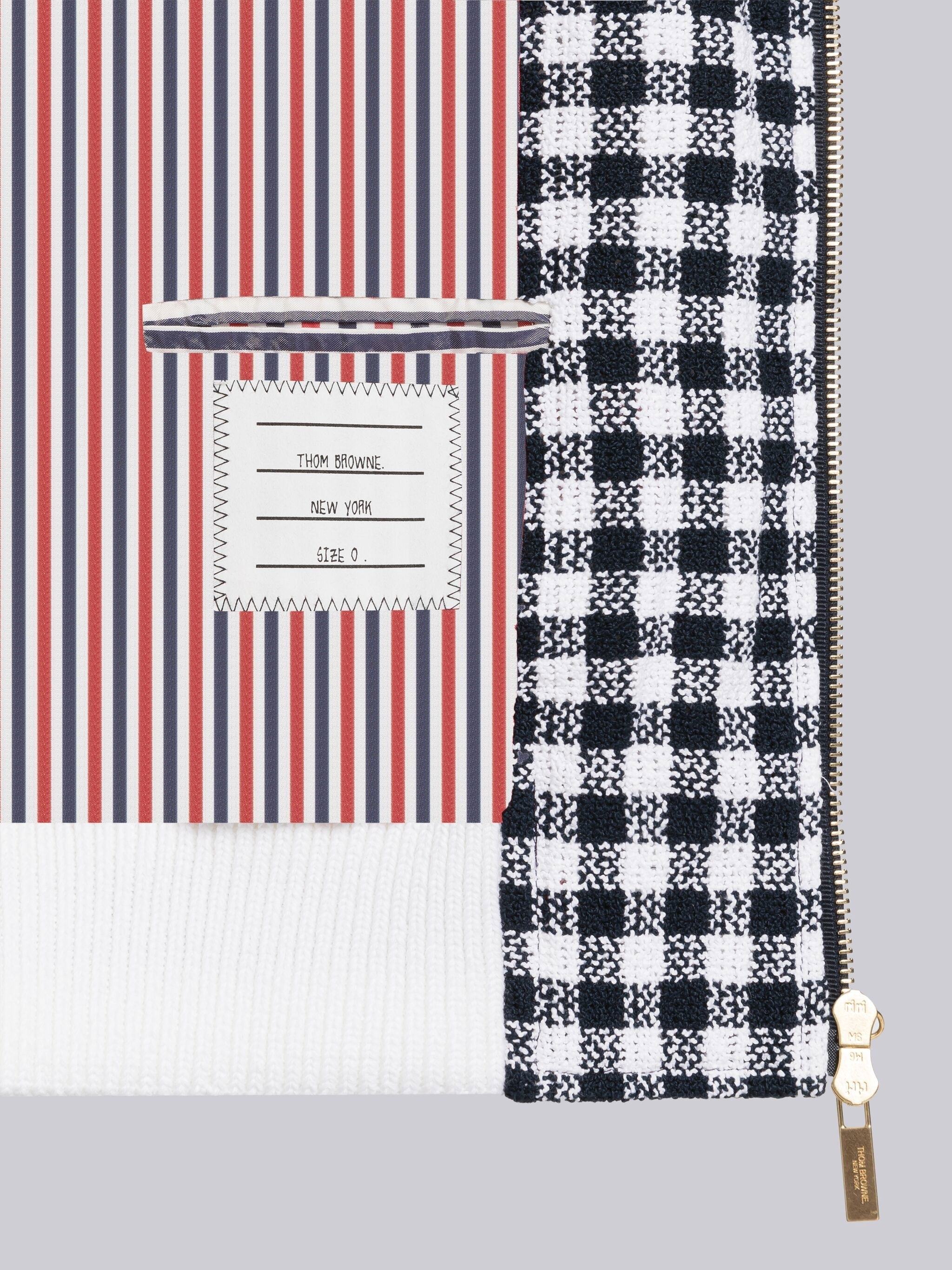 Thom Browne Gingham-check Bomber Jacket In Gray