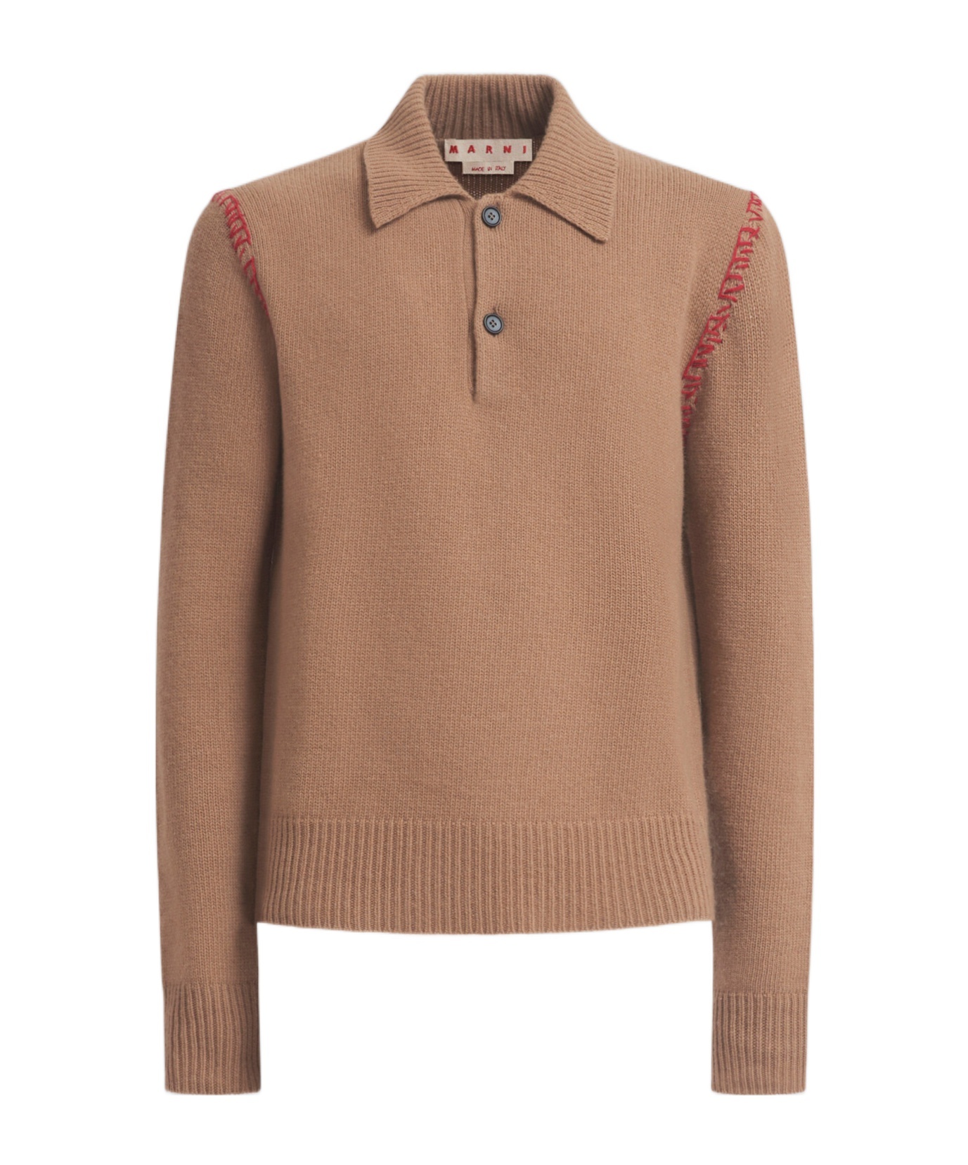 Marni Knitted Polo Shirt In Brown