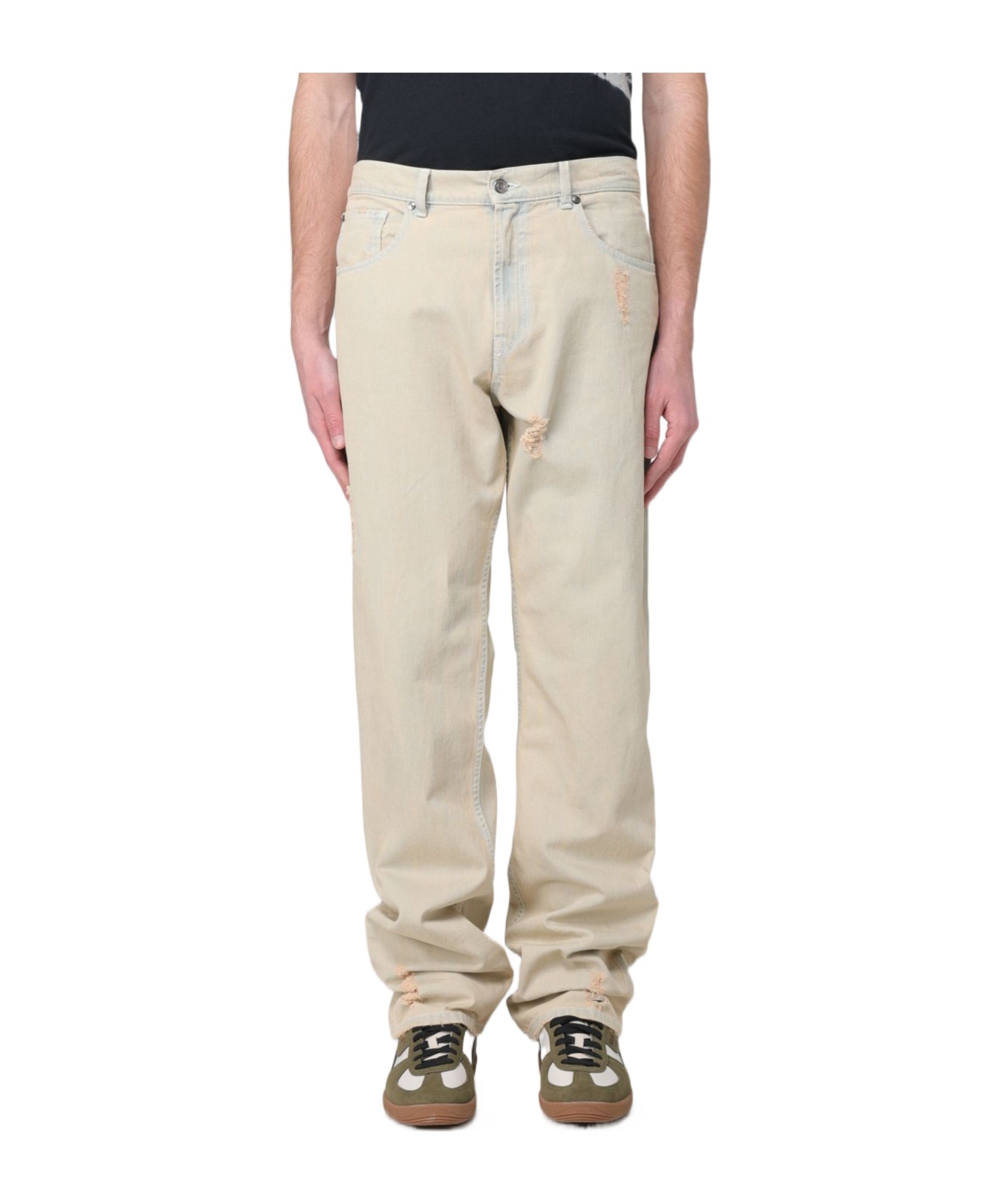Msgm Mid-rise Straight-leg Distressed Jeans In Nude