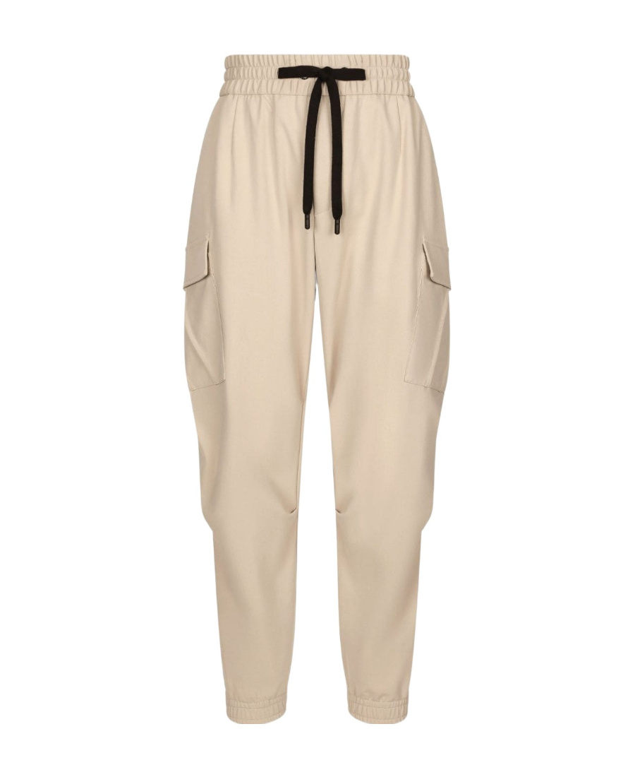Dolce & Gabbana Cargo Trousers With Elastic Waistband And Cuffs In Nude