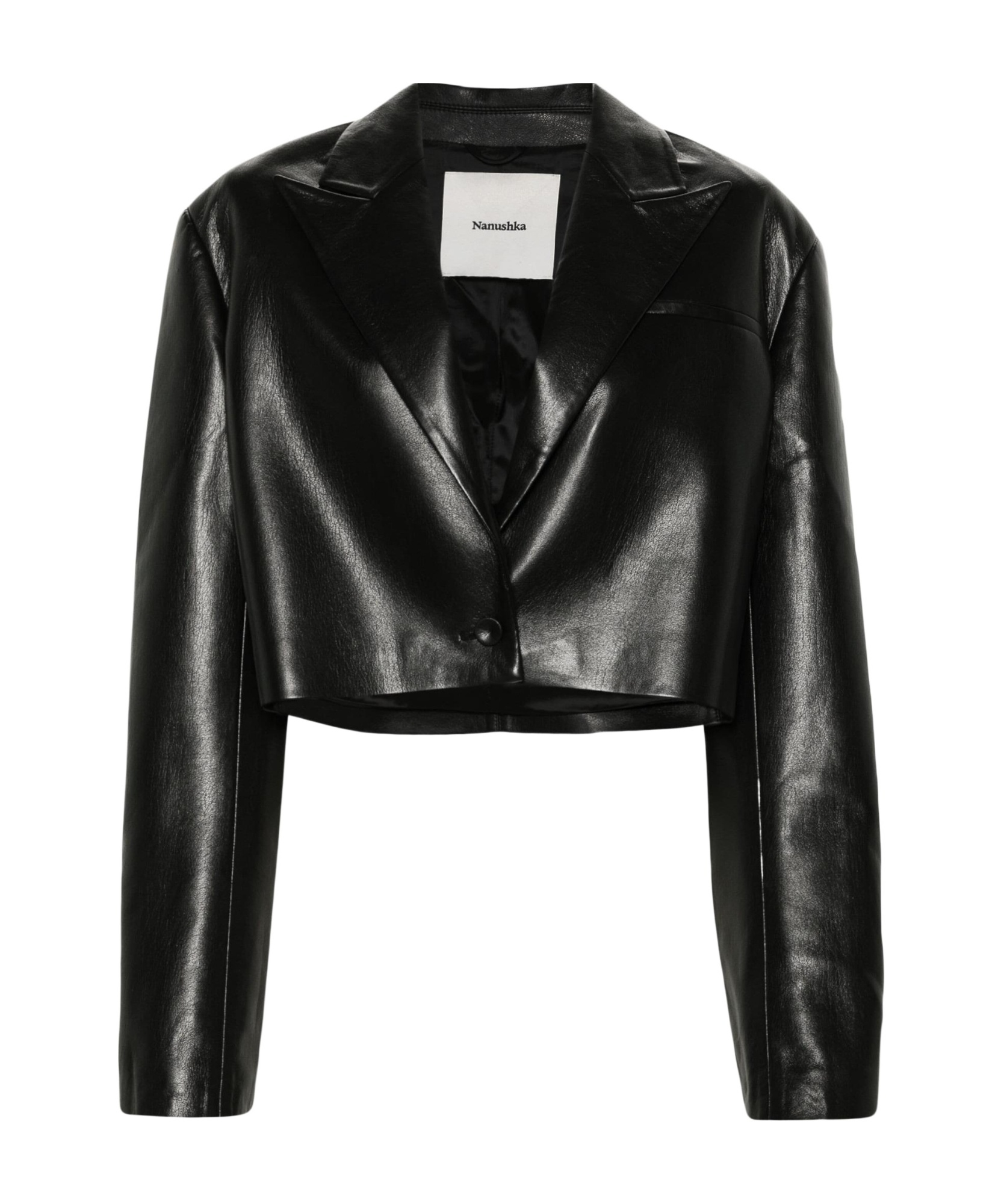 Nanushka Aidula Single-breasted Cropped Blazer In Black