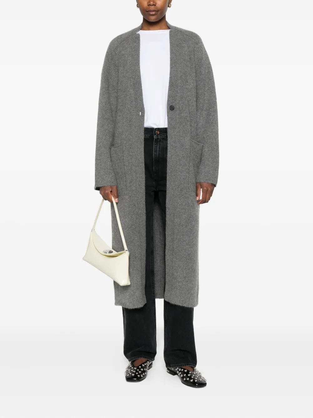 Loulou Studio Yak Buttoned Patch-pocket Cardigan In Gray