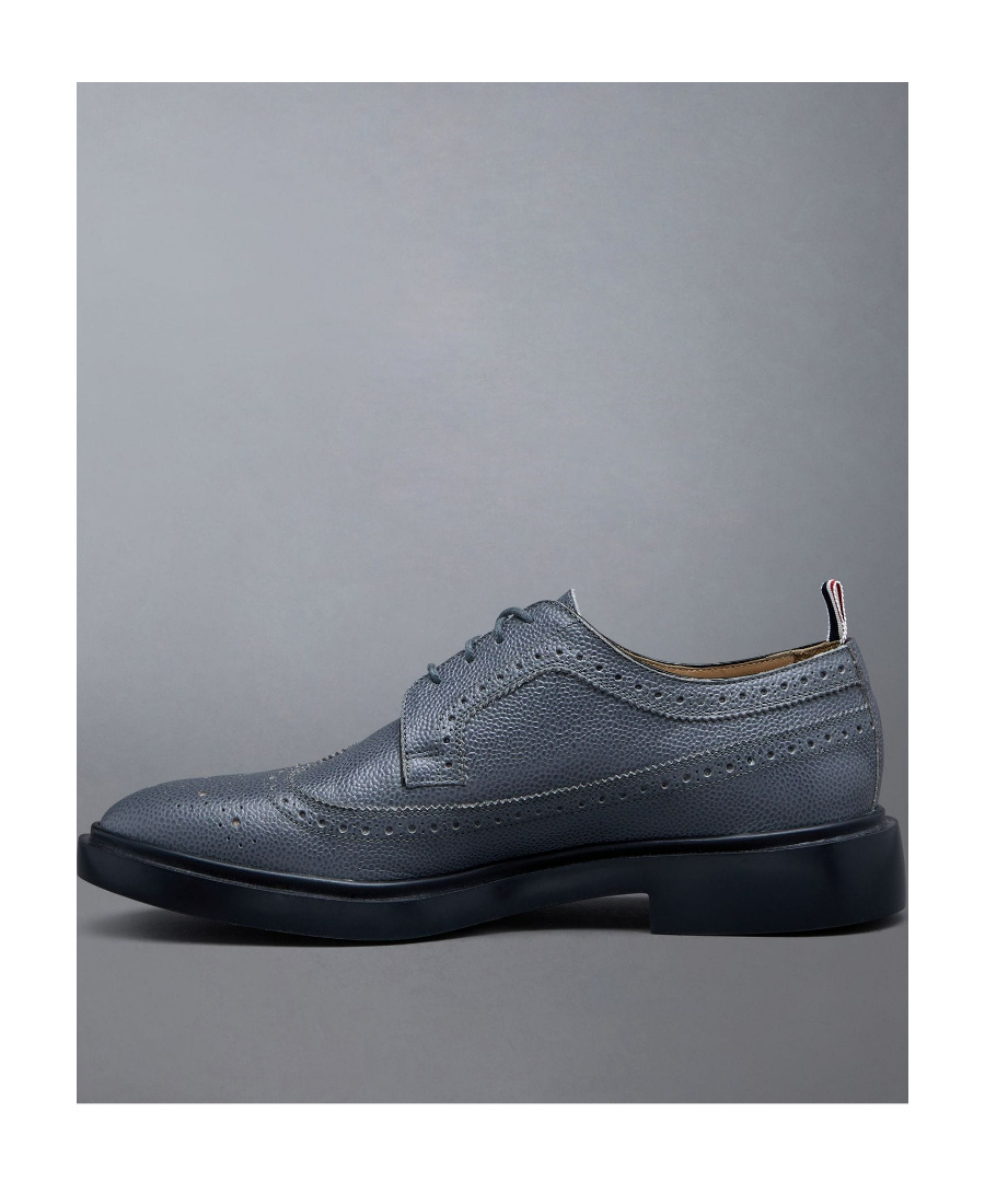 Thom Browne Almond-toe Leather Brogues In Gray