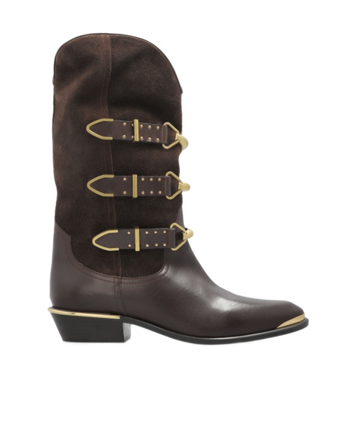 Isabel Marant 30mm Buckle-detail Suede Leather Boots In Brown