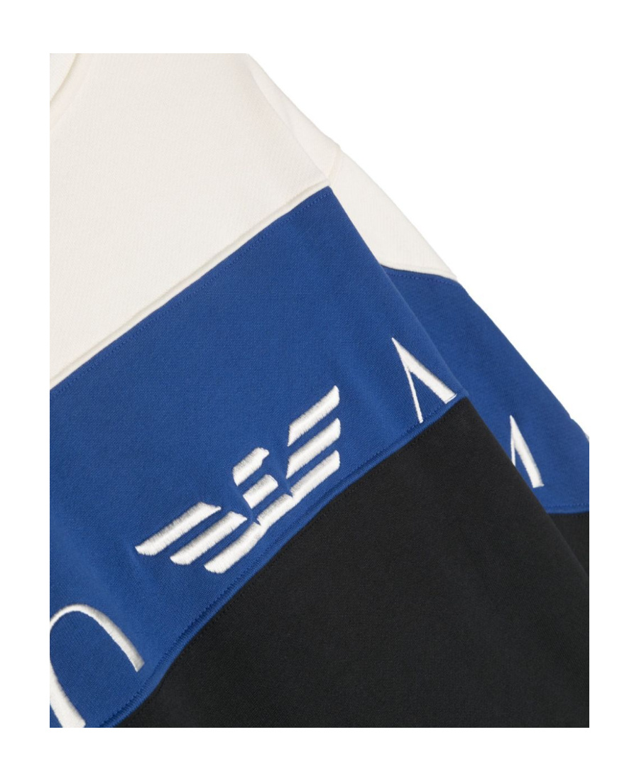 Emporio Armani Logo-embroidered Colour-block Sweatshirt In White
