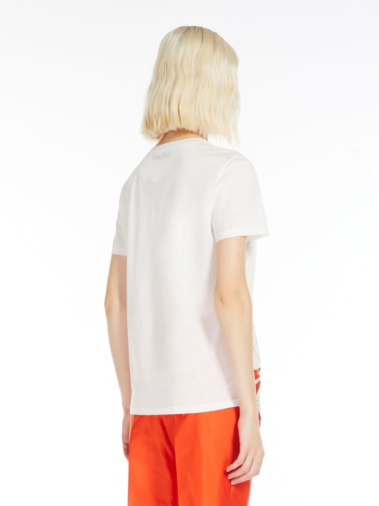 Max Mara Embroidered Decorative T-shirt In White