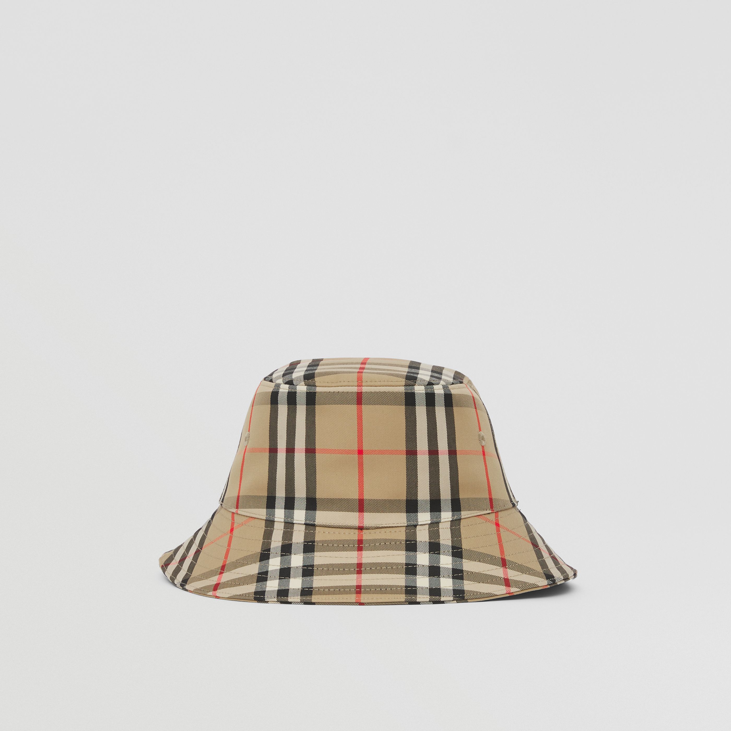Burberry Kids Cotton Reversible Check Bucket Hat In Nude