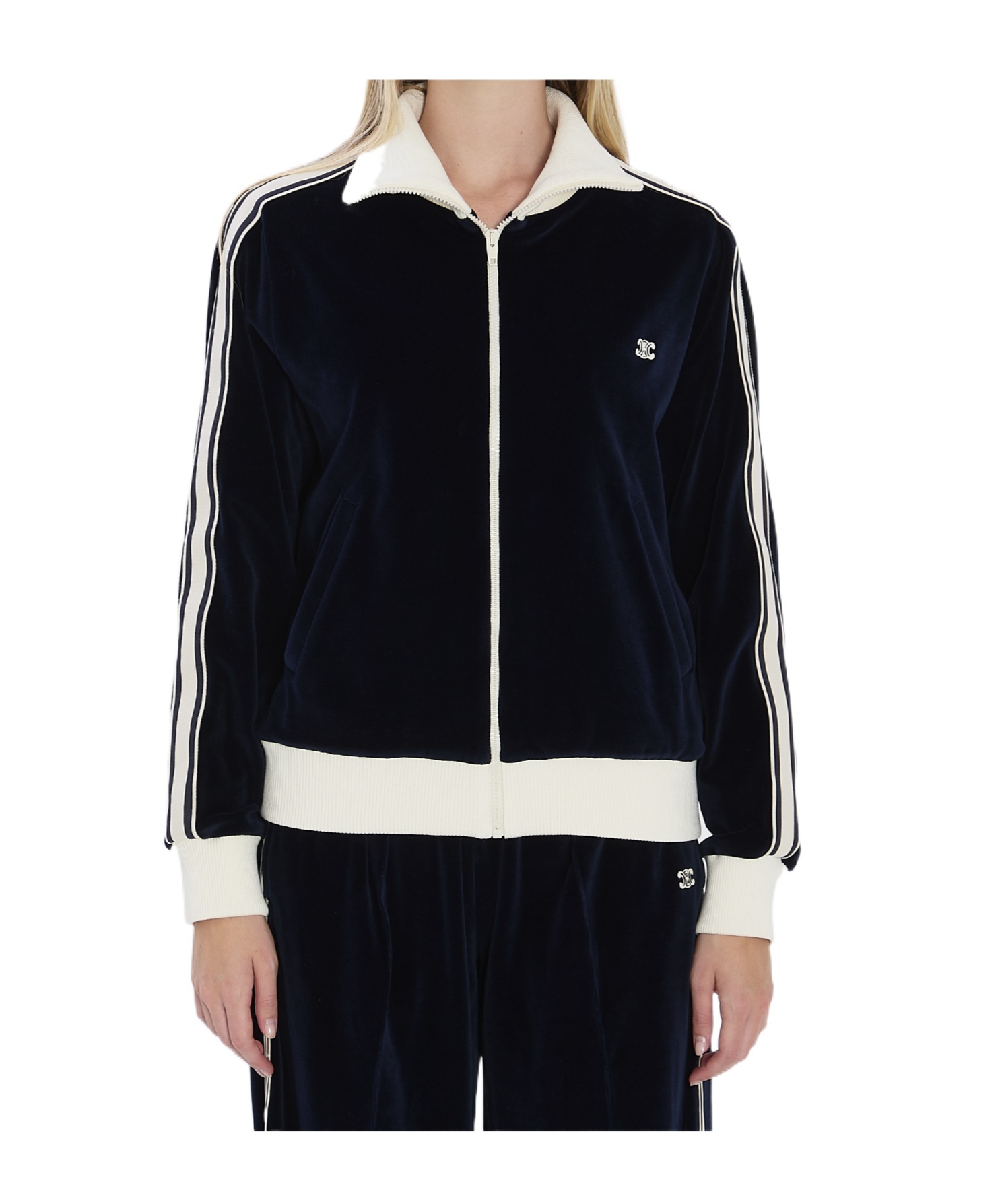 Celine Women Triomphe Velvet Jacket In Black