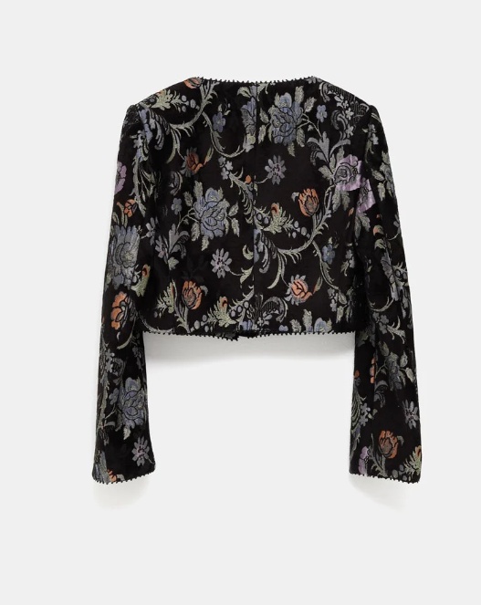 Chloé Cropped Floral-jacquard Jacket In Black
