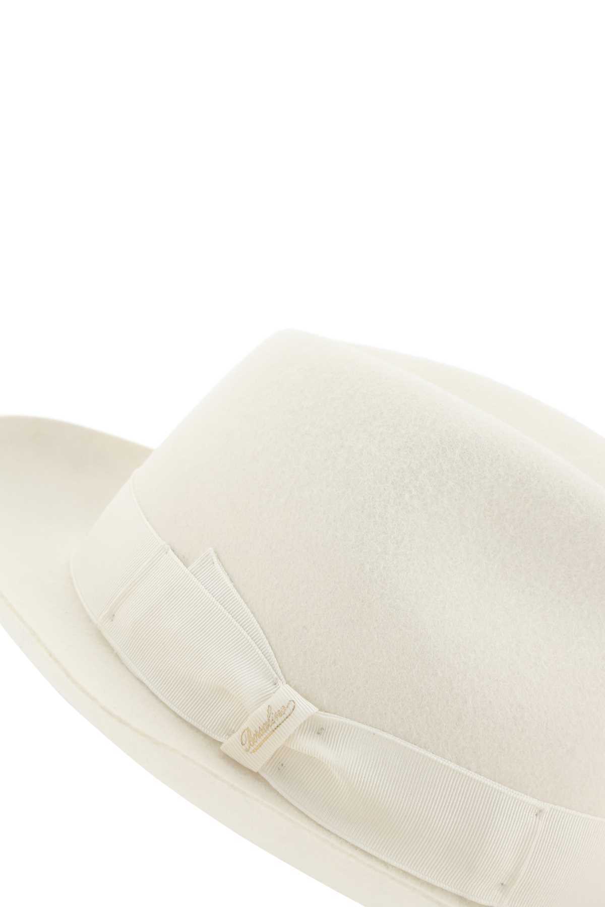Borsalino Ribbon-trimmed Wide-brim Fedora Hat In White