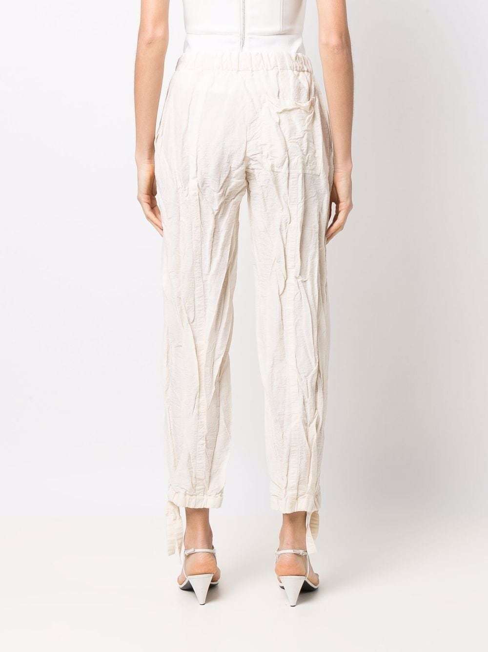 Jil Sander Drawstring Crinkle-effect Trousers In Nude