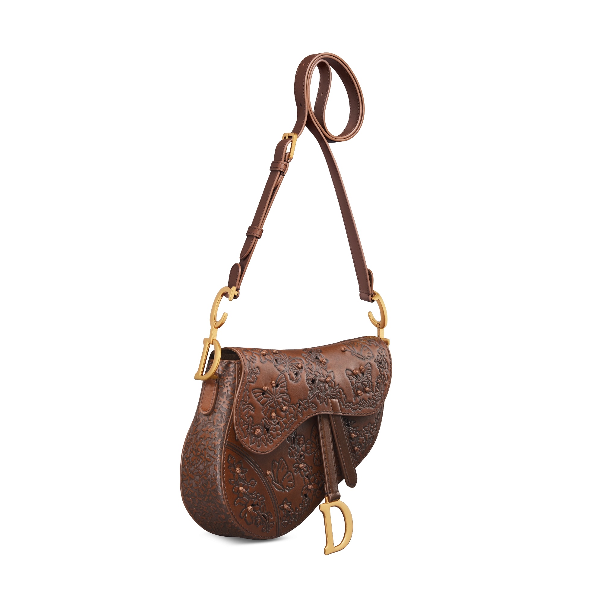 Dior Medium Soft Saddle Bag With Strap In Brown