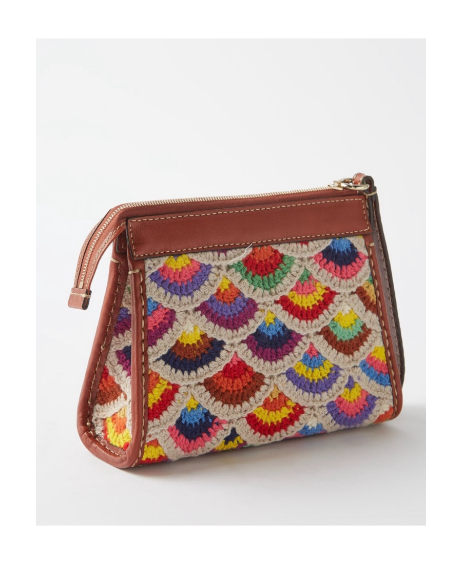 Chloé Crocheted Wool Blended Leather Handbag In Brown