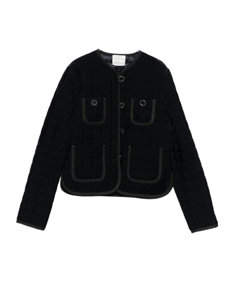 Forte Forte Short Quilted Jacket With Round Neck And Pockets In Black