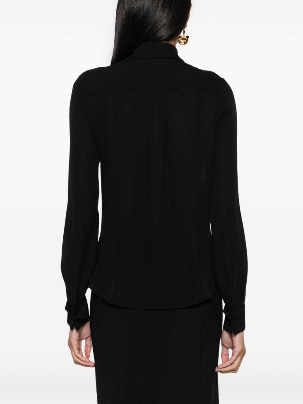 Moschino Long-sleeved Silk Shirt In Black