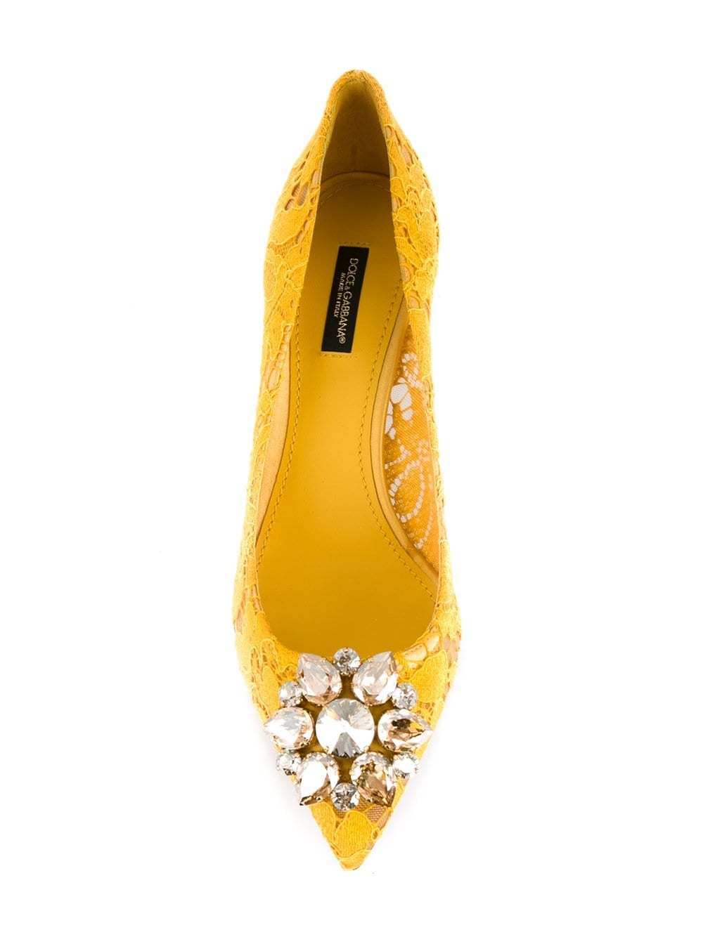 Dolce & Gabbana Bellucci Crystal-embellished Corded Lace Pumps In Yellow
