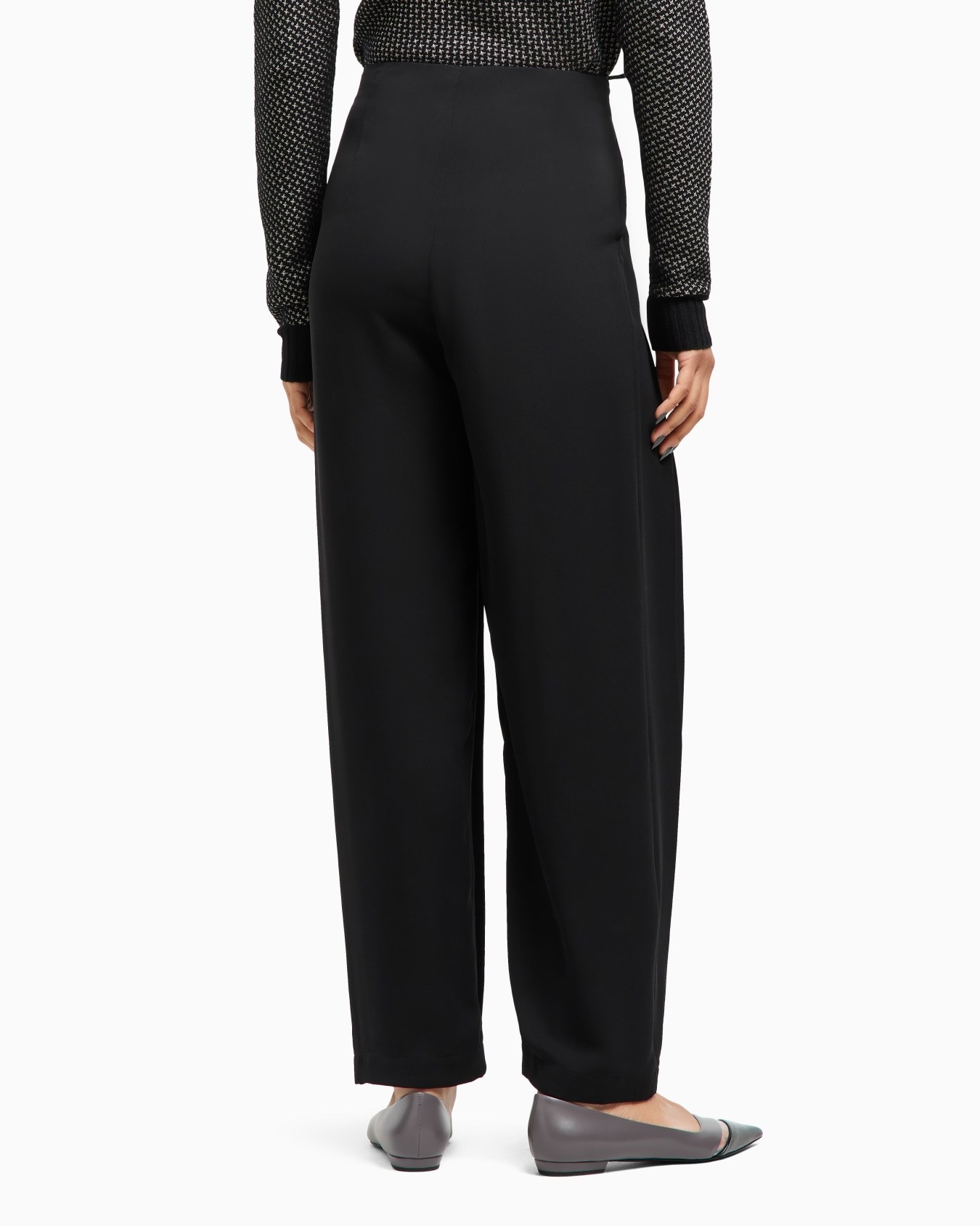 Giorgio Armani Asv Pleated Triple Silk Georgette Trousers In Black