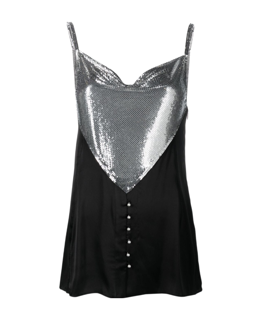 Rabanne Top With Sequin Embellishment And Draped Neckline In Black