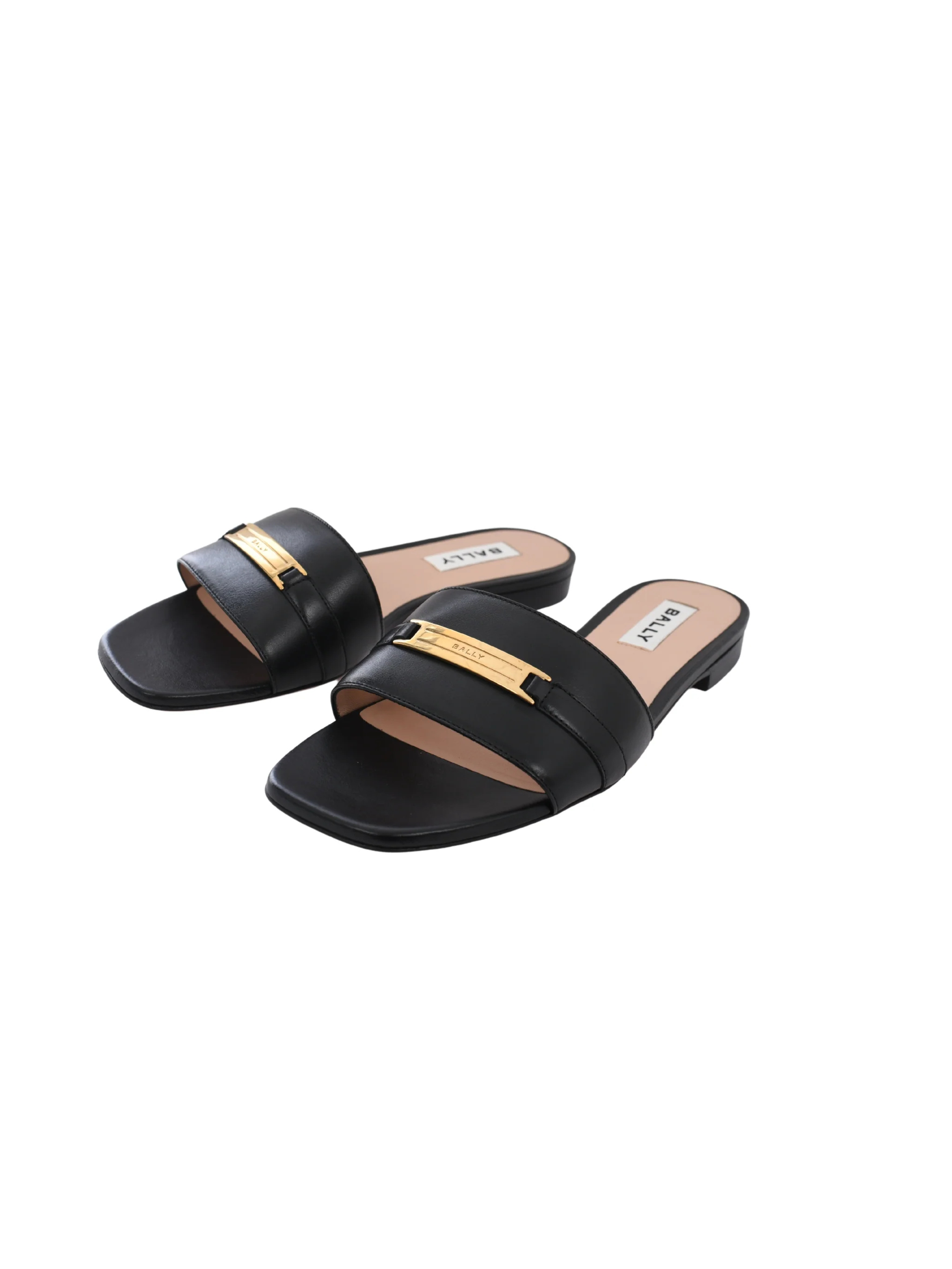 Bally Square Toe Flat Sandals In Black