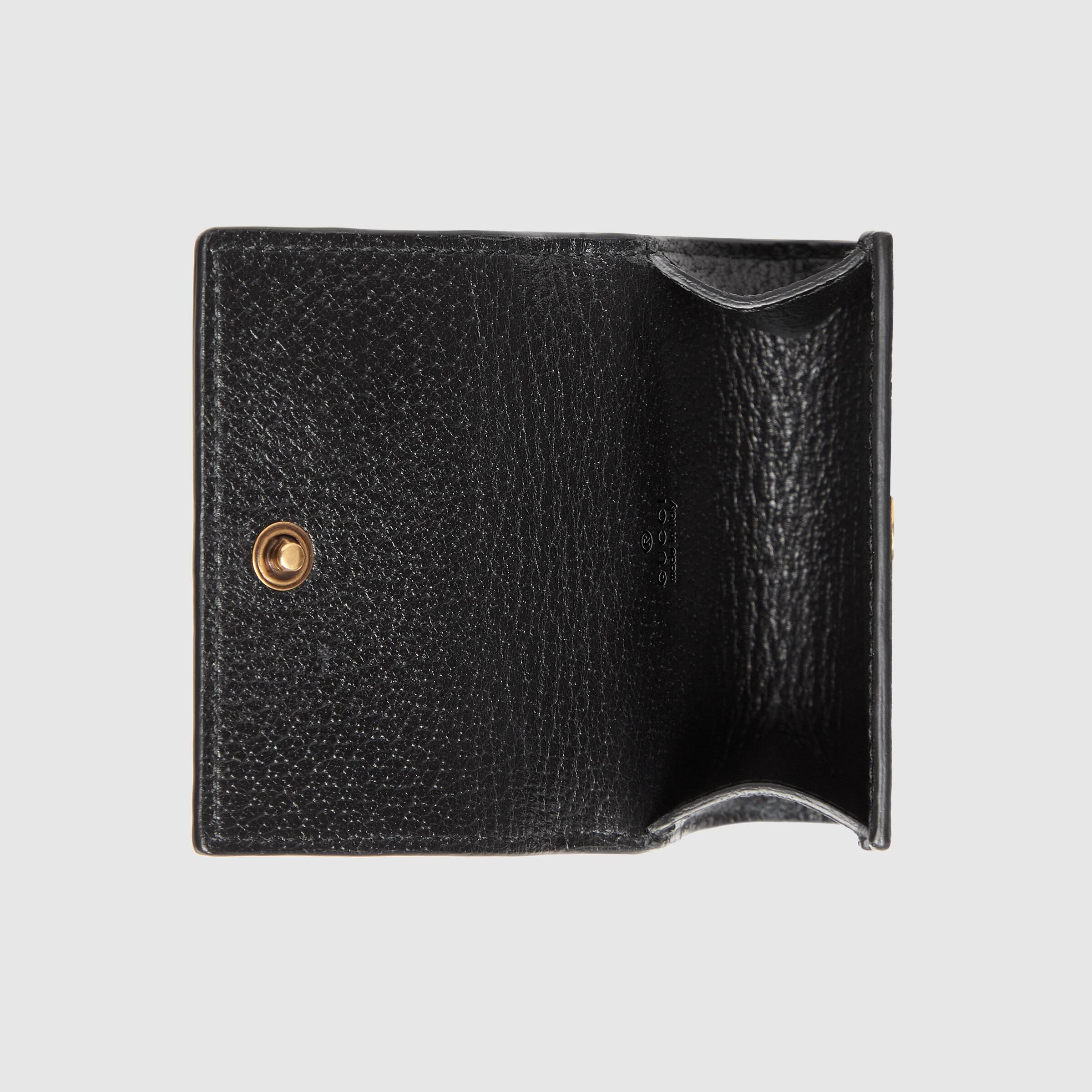 Gucci Double G Leather Wallet Keyring In Black