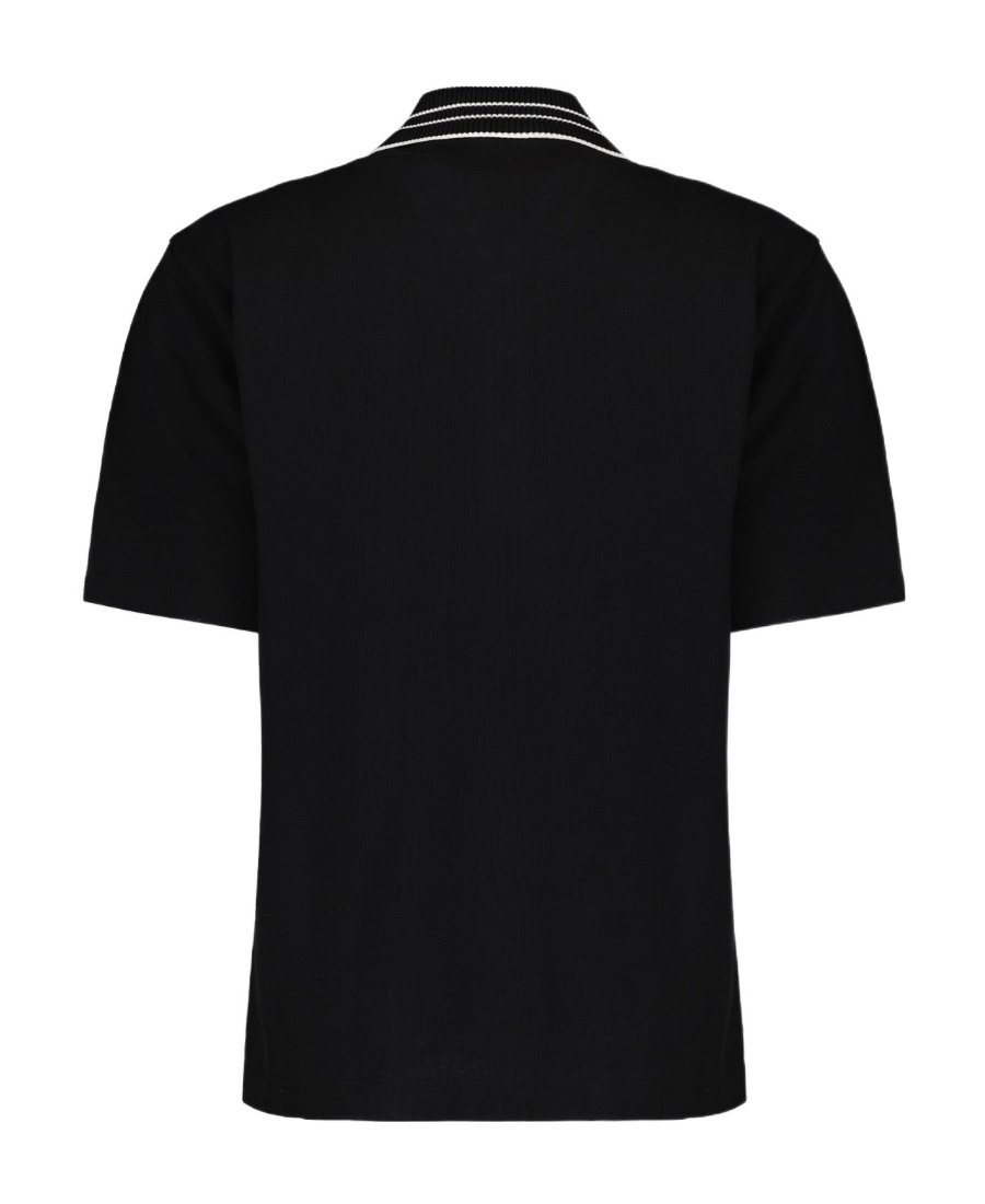 Moncler Logo-patch Cotton Polo Shirt In Black