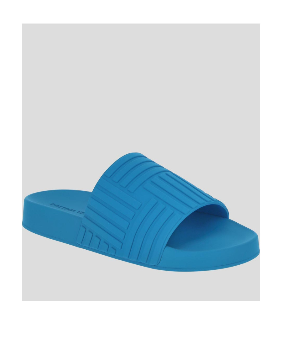 Bottega Veneta Debossed Rubber Slides In Blue