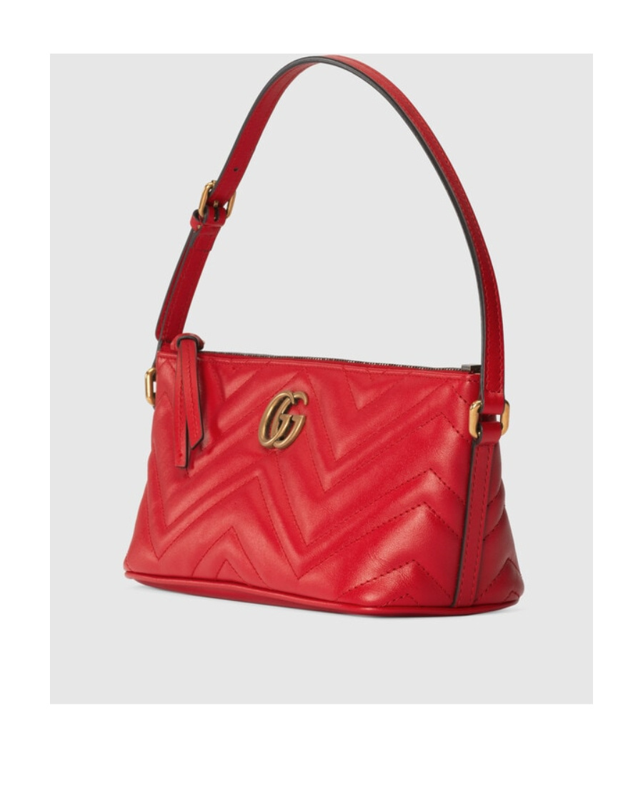 Gucci Small Gg Marmont Quilted Leather Shoulder Bag In Red