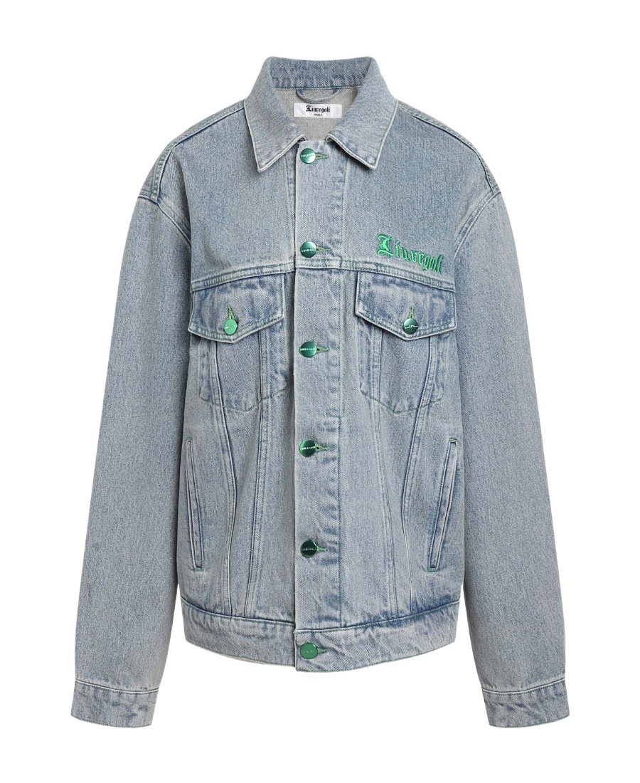 Liuregali Logo Denim Jacket In Gray
