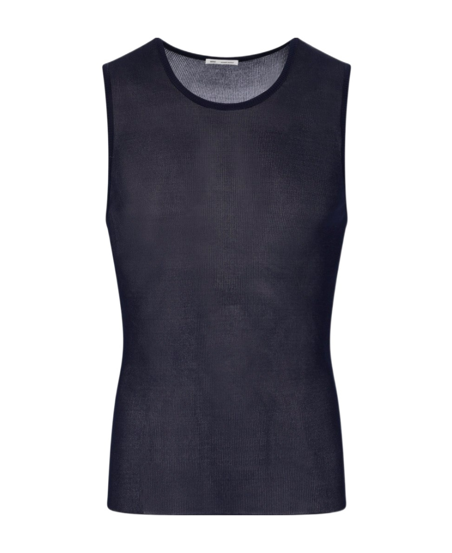 Ami Alexandre Mattiussi Ami Paris Crewneck Knitted Tank Top In Black