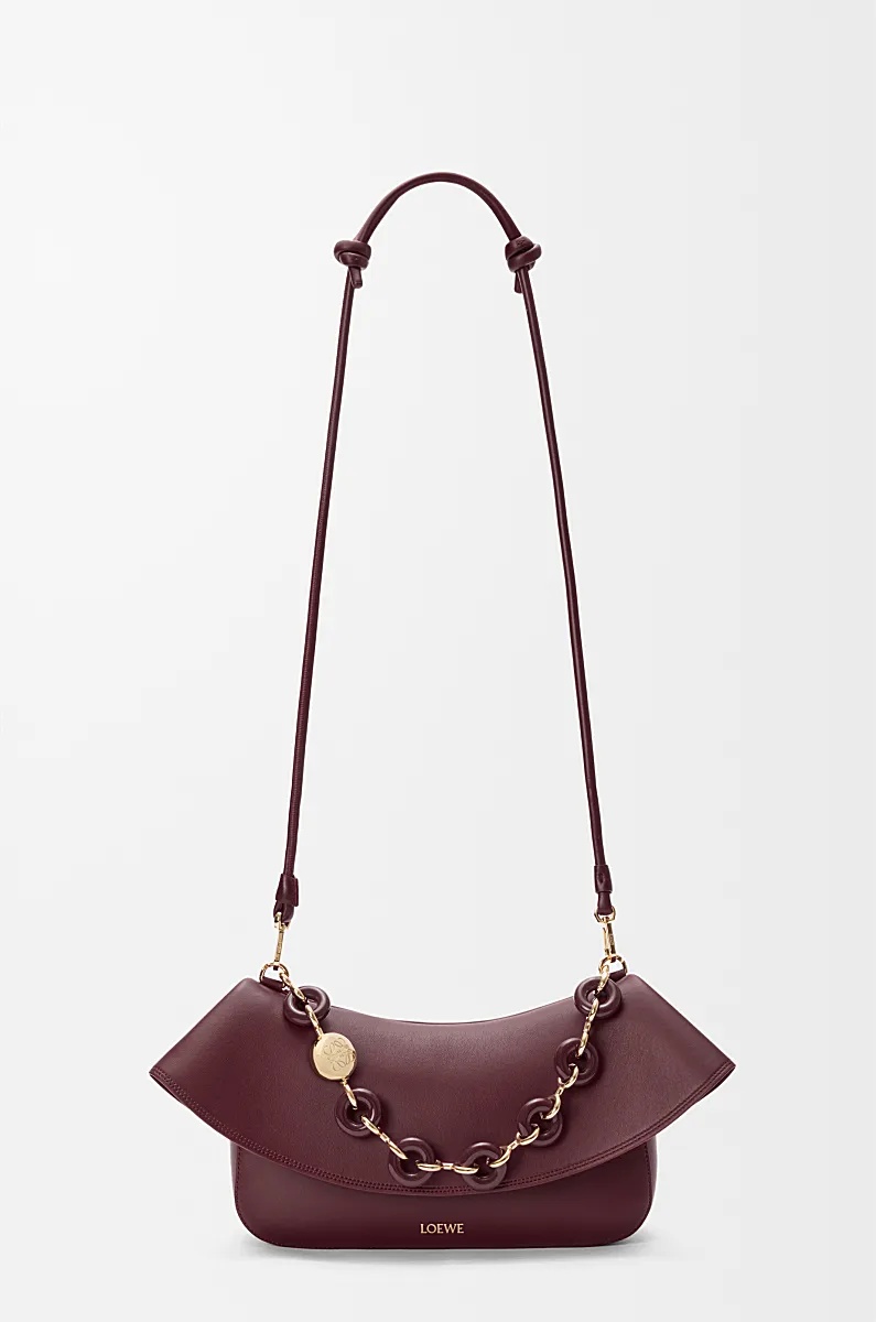 Loewe Womens Dark Burgundy Medium Ola Leather Shoulder Bag