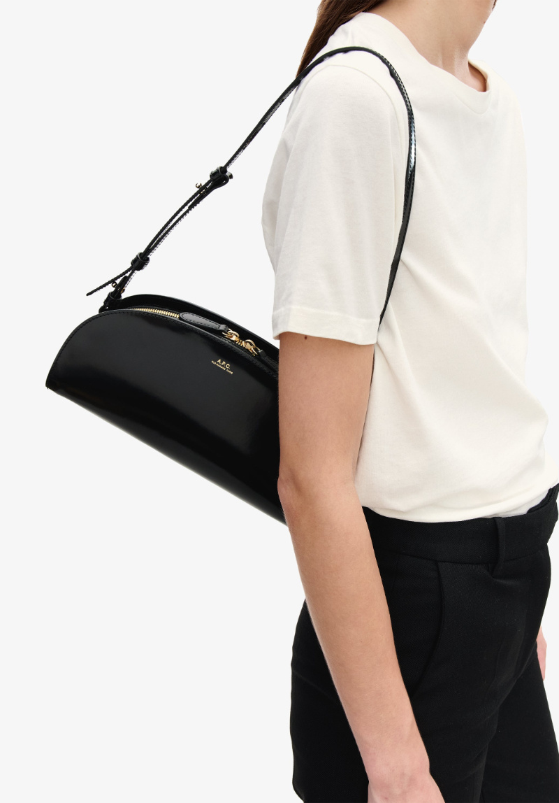 Apc Small Demi-lune Shoulder Bag In Black