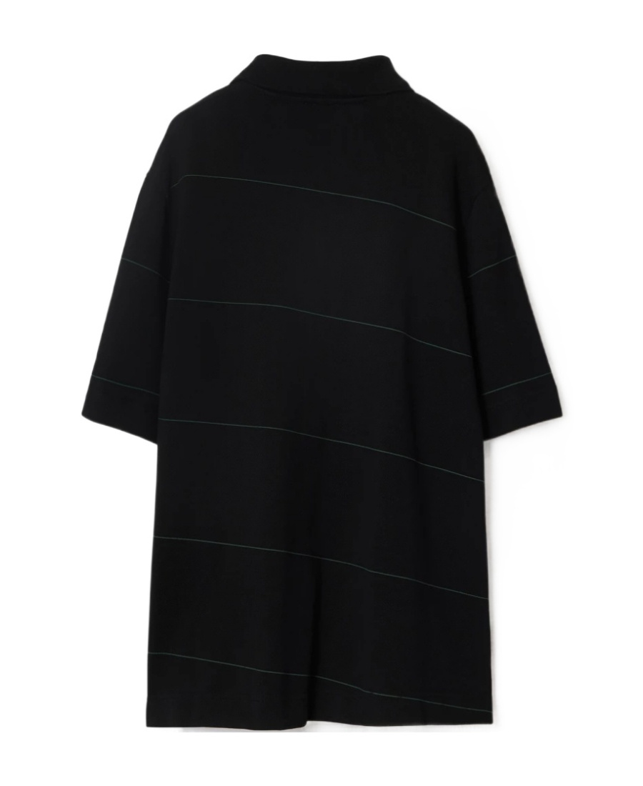 Burberry Striped Logo Embroidered Polo Shirt In Black