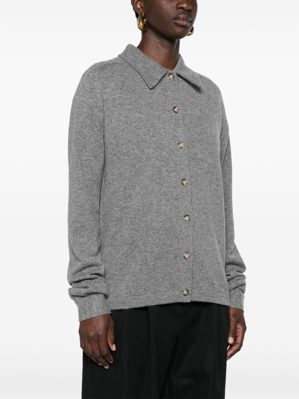 Totême Grey Shirt With Raglan Sleeves In Cashmere Woman In Gray