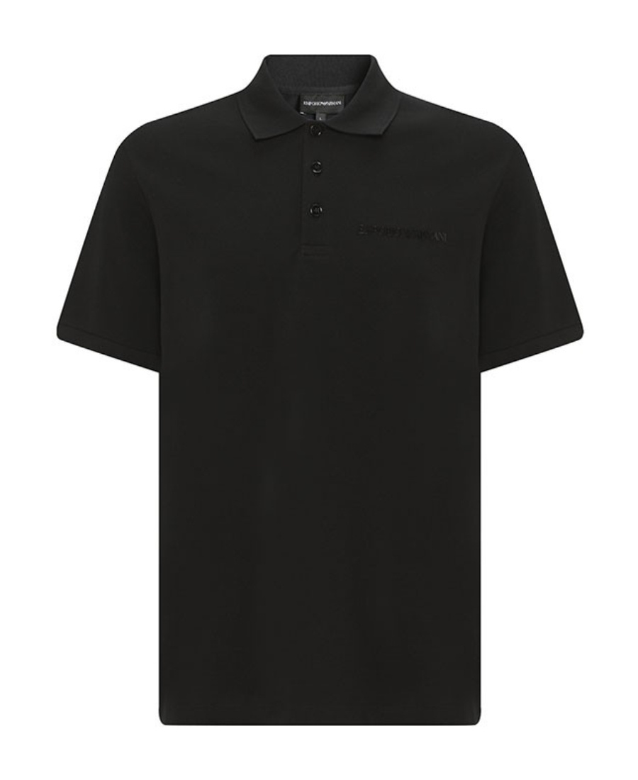 Emporio Armani Man Polo Shirt Black Size L Cotton In Black
