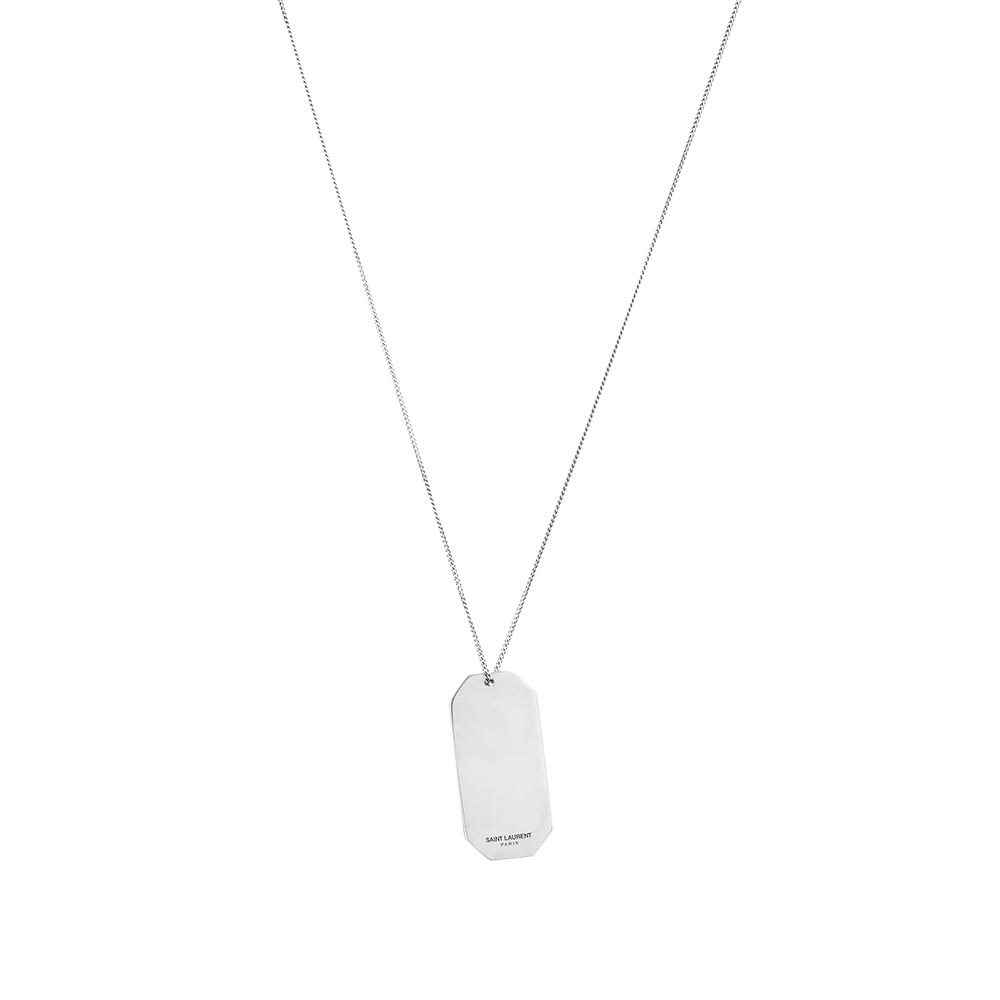 Saint Laurent Sl Charm Necklace Silver In Silver