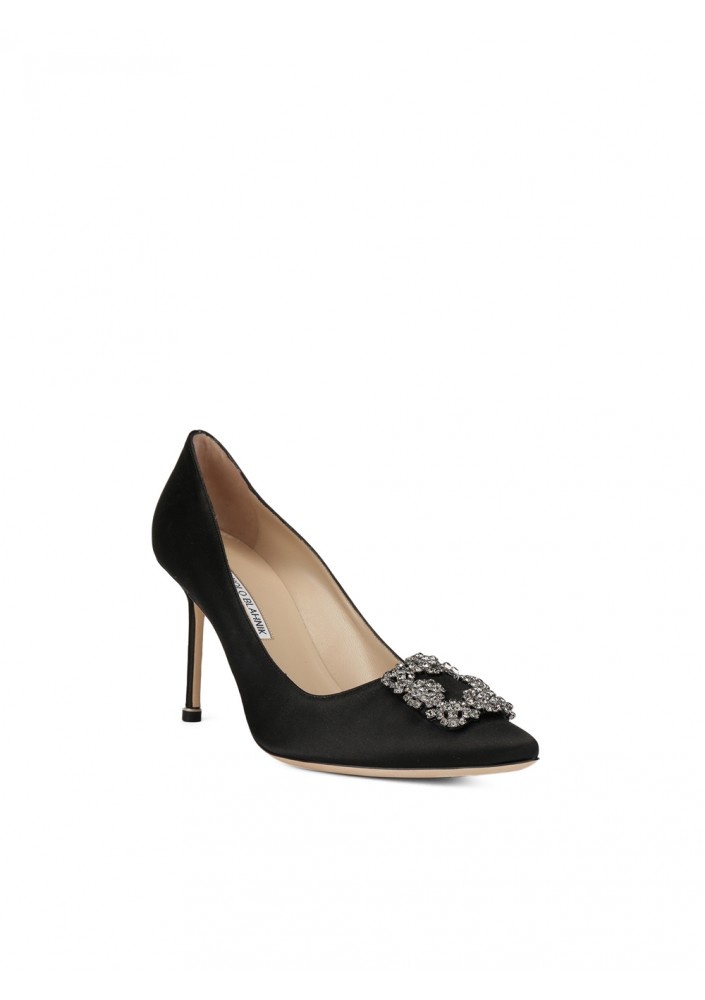 Manolo Blahnik Hangisi Embellished Pointed Toe Pumps In Black