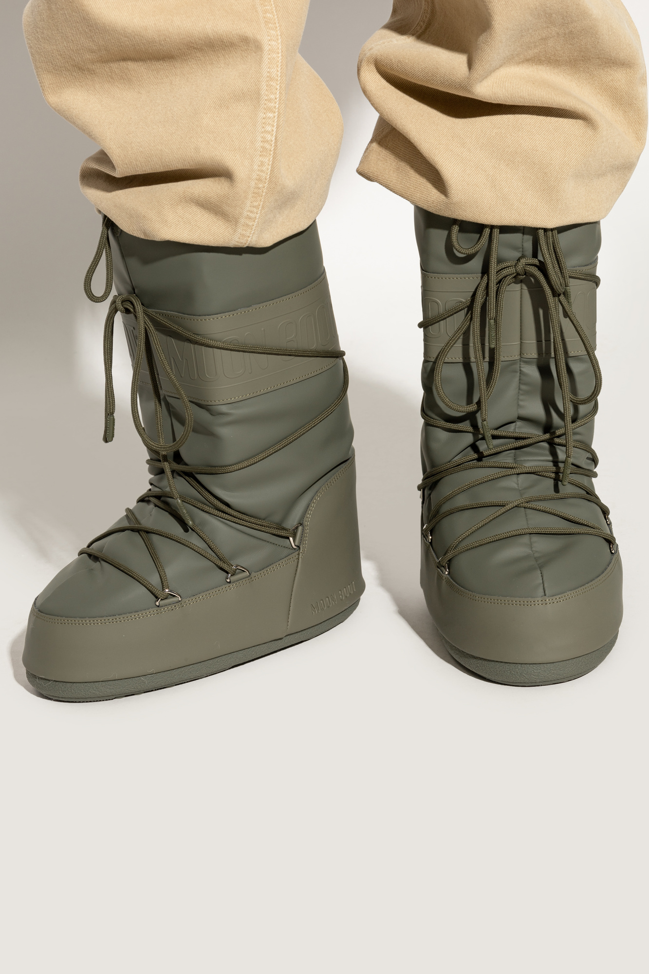 Moon Boot Lacing Snow Boots In Green