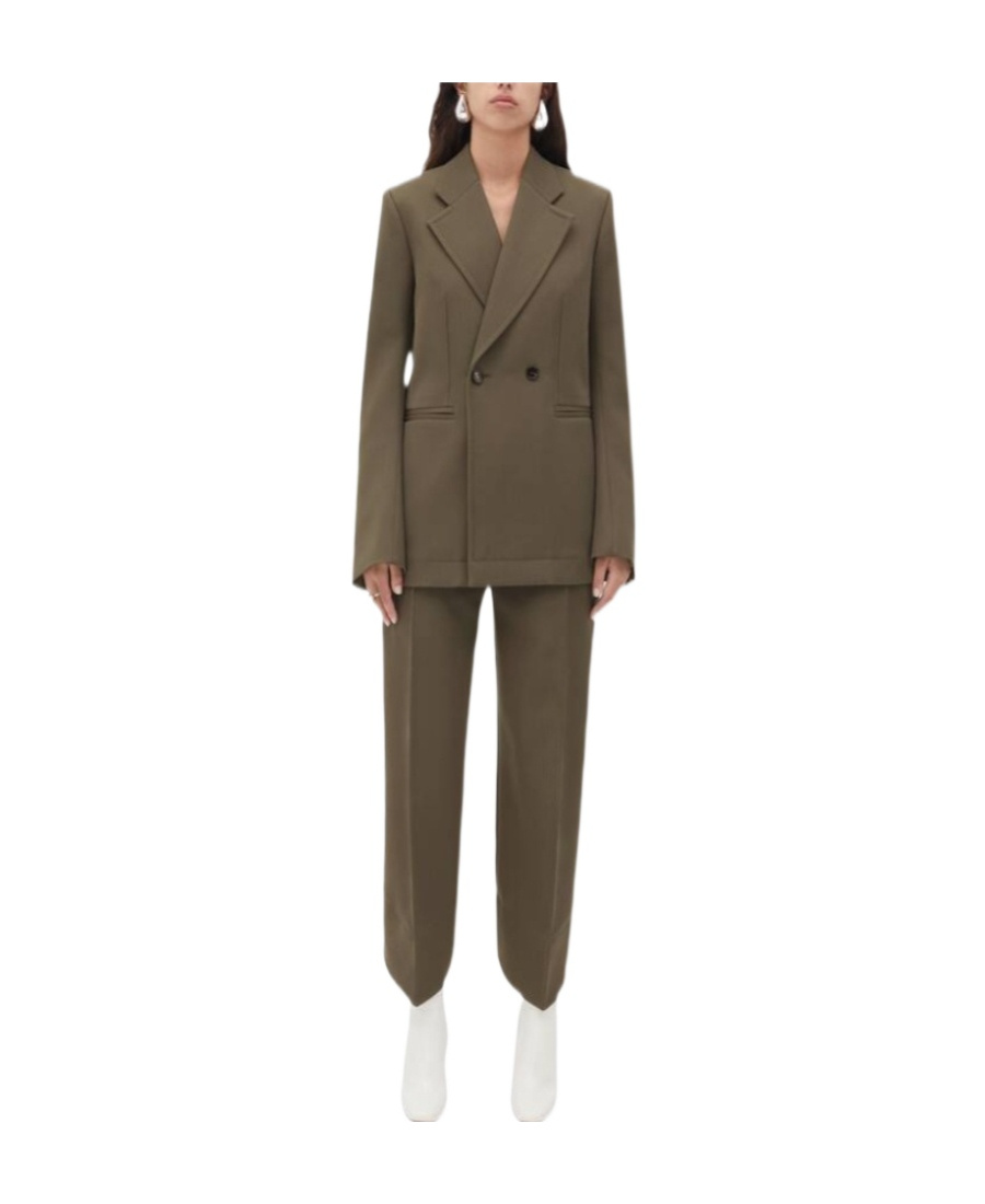 Bottega Veneta Tight Wool Casual Jacket With Curved Sleeves In Brown