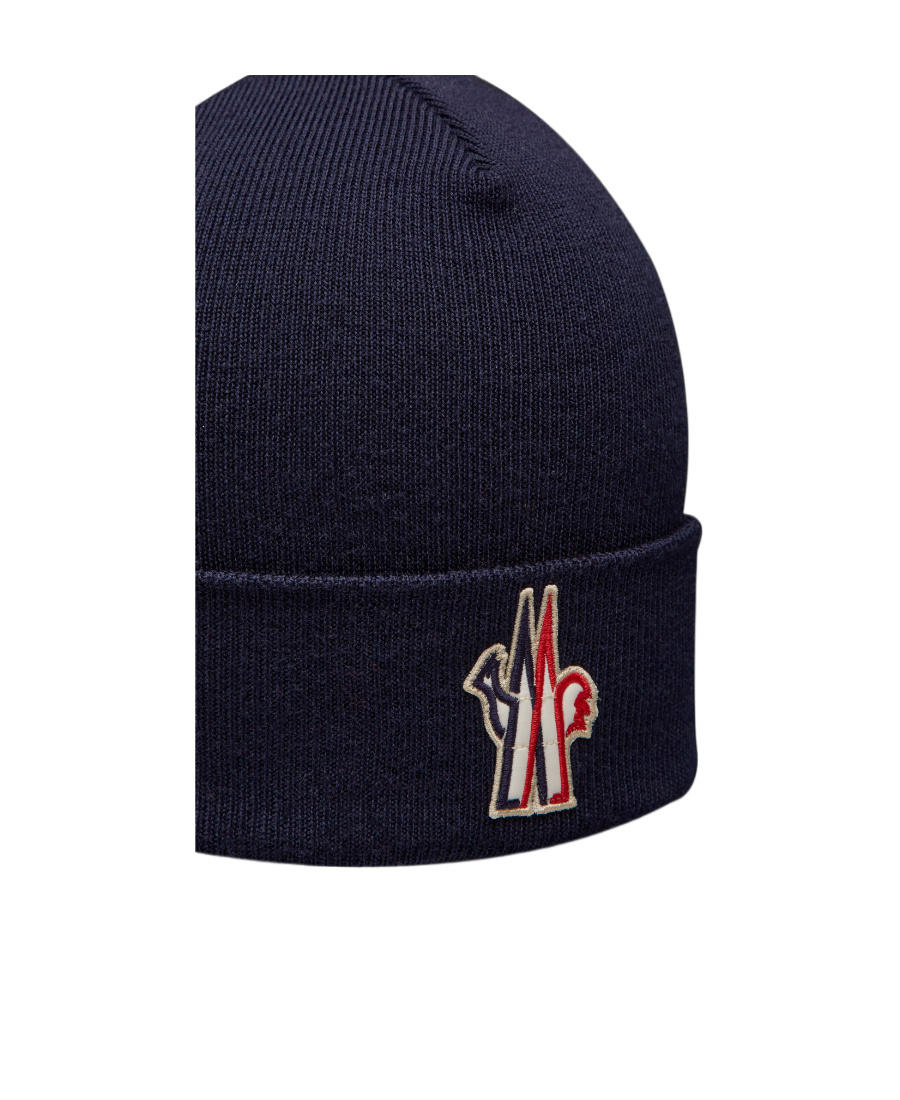 Moncler Logo-patch Ribbed Beanie In Black