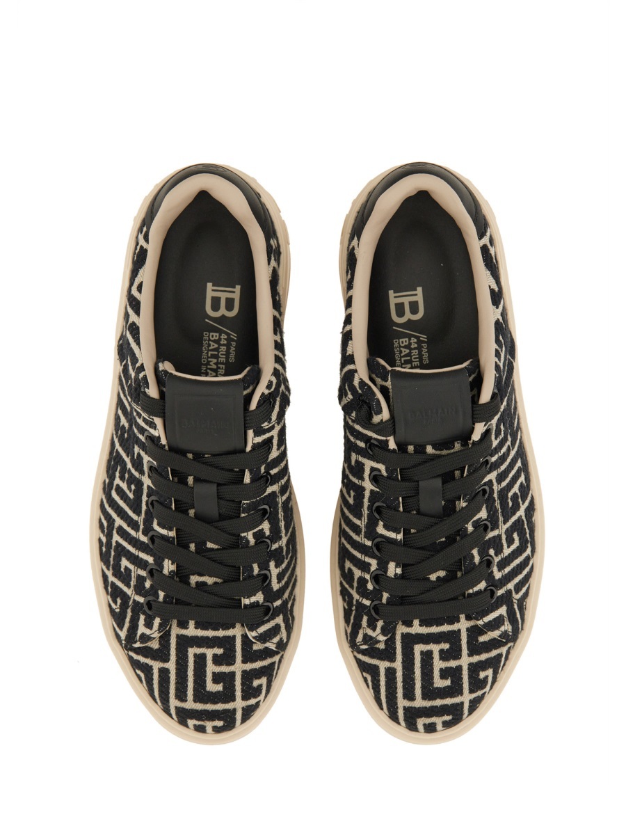 Balmain B-court Monogram Sneakers In Brown