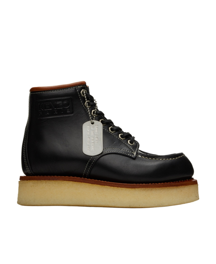Kenzo Black Yama Lace-up Boots In Black