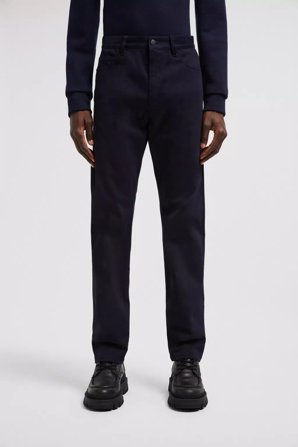 Shop Moncler Cotton Trousers In Blue