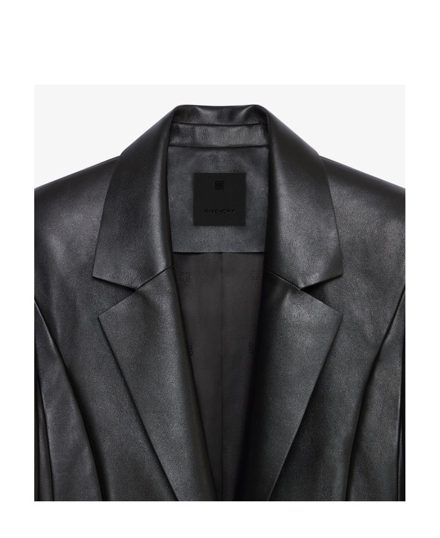 Givenchy Single-breasted Open Leather Jacket In Black