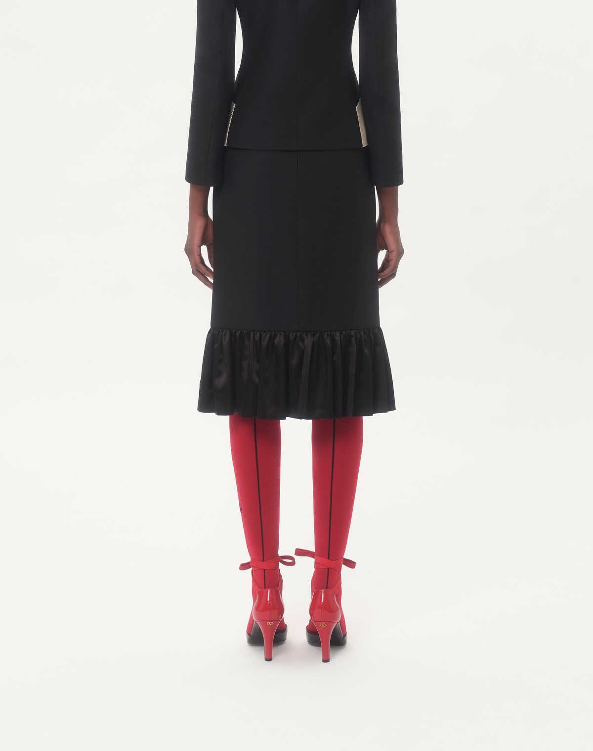 Valentino Black Crepe Couture Skirt In Black