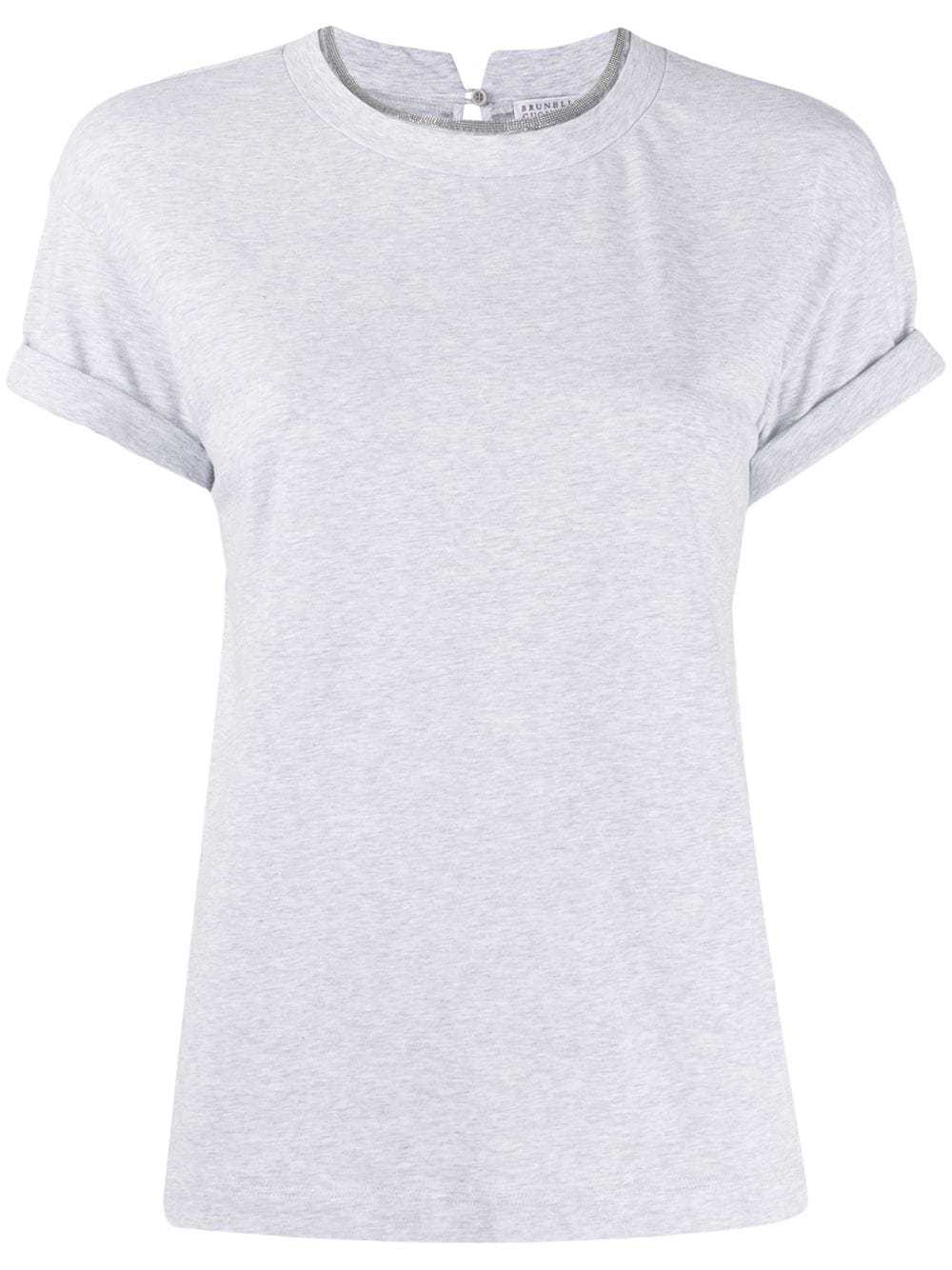 Brunello Cucinelli Monili Collar Round Neck Tee Shirt Clothing In White