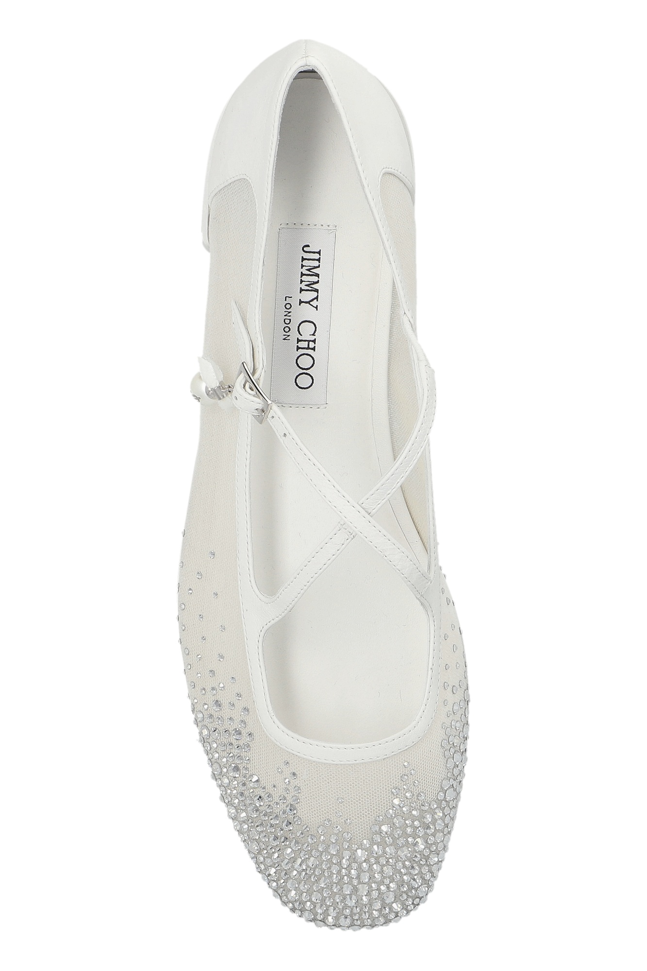 Jimmy Choo Eleri Ballerina Shoes Featuring Mesh Panel In White