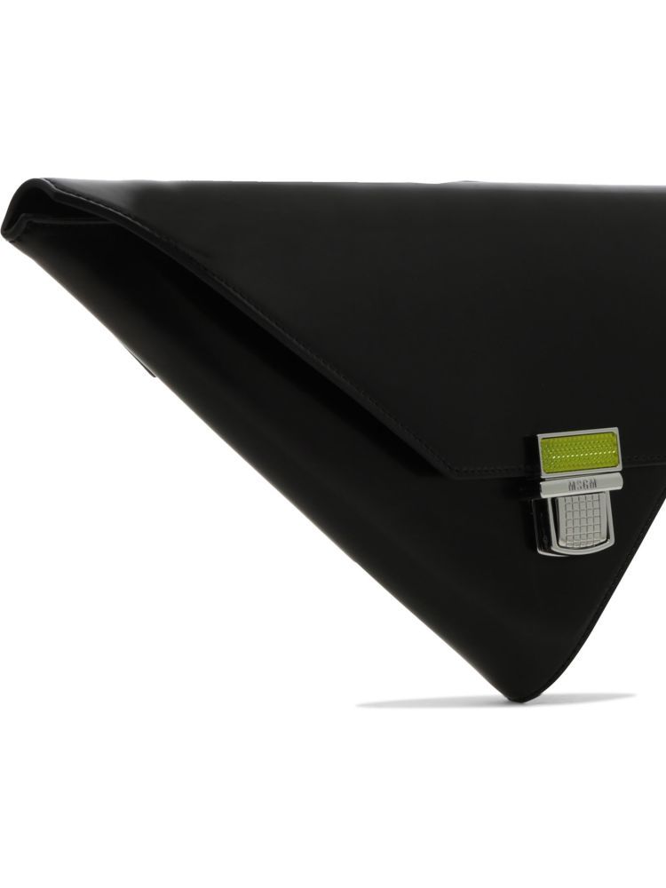 Msgm Triangle-shape Clutch Bag In Black